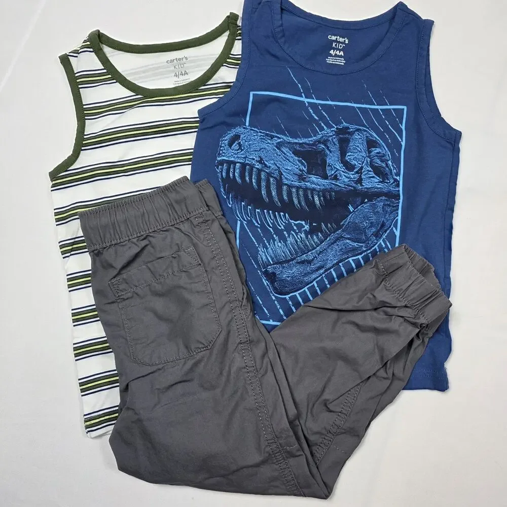 Carters Osh Kosh Boys 4/4A Lot Of 2 Tank Tops & Joggers Pants
